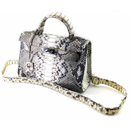 Сумочка зі шкіри пітона із замочком (22х24х9 см) натуральний колір