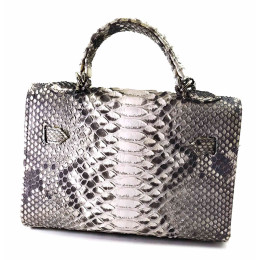 Сумочка зі шкіри пітона із замочком (22х24х9 см) натуральний колір