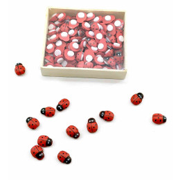 Ladybugs wooden stickers (set of 100 pcs) (1x0.5x0.5 cm)