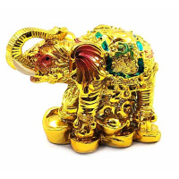 Слон каменная крошка золото (6х8,5х4,5 см)
