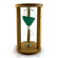 Часы песочные бамбуковые 60 мин бирюзовый песок (19х11х11 см)