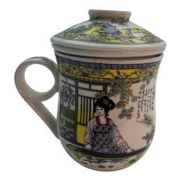 Discount Ceramic cup with sieve (12x11x9 cm)