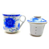 Чашка керамическая с ситом "Синие цветы"(12х11х9 см)E