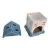 Ceramic aroma lamp "House" with blue roof (12.8 x 10 x 11 cm)