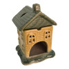 Ceramic aroma lamp "House" with green roof (12.8 x 10 x 11 cm)