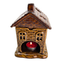 Аромалампа керамическая  "Домик" коричневая  (12,8 × 10 × 11 см)