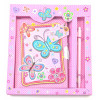 Блокнот із замком для дівчаток "Метелики" рожевий (2 ключі) (19,5 х17, 5х2 см)