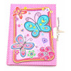 Блокнот із замком для дівчаток "Метелики" рожевий (2 ключі) (19,5 х17, 5х2 см)