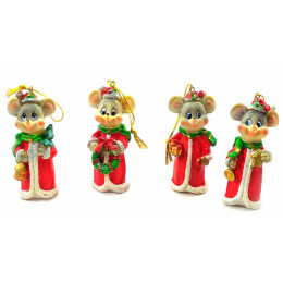 Mouse Christmas tree decoration (4 pcs/pack) (8x3x3 cm)