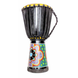 Drum painted wood with leather (60x29x29 cm)B