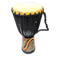 Барабан расписной дерево с кожей (60х29х29 см)C