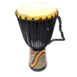Drum painted wood with leather (60x29x29 cm)C