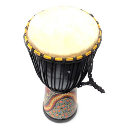 Drum painted wood with leather (60x29x29 cm)C