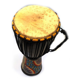 Drum painted wood with leather (60x29x29 cm)F