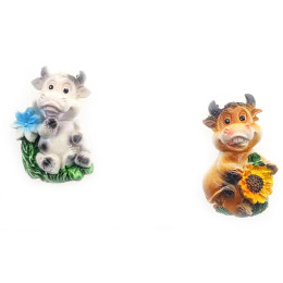 Магнит на холодильник "Корова с цветами" (4х2 см)(48 шт/уп)