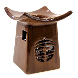 Аромалампа керамическая "Пагода" коричневая (11х9х9 см)