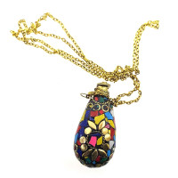 Bronze aromaculon inlaid with stones (5.5x4.5x2 cm)