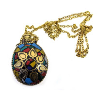 Oval bronze fragrance inlaid with stones (5.5x4.5x2 cm)