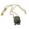 Aroma pendant bronze inlaid with stones (5.5x4.5x2 cm)M