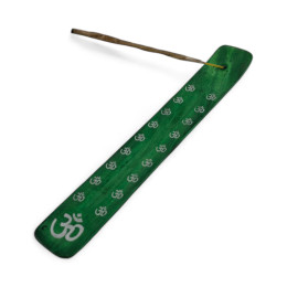 Incense stand "Om" wooden green (26x4x1 cm)