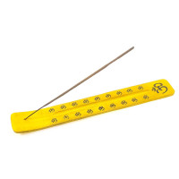Incense stand "OM" wooden yellow (26x4x1 cm)