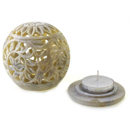 Carved stone candlestick (d-8cm)