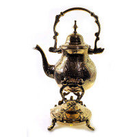 Bronze teapot with a burner on a stand (30.5x19x16 cm)