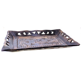 Поднос из мангового дерева резной (38х25х4 см)A