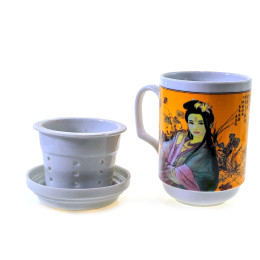 Чашка заварочная с ситом (330мл.)(BFC161-6) "Девушка" (h-13cм, d-7,5см)