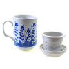 Чашка заварочная с ситом (330мл.)(BFC1268-5) "Синие Цветы" (h-13cм, d-7,5см)