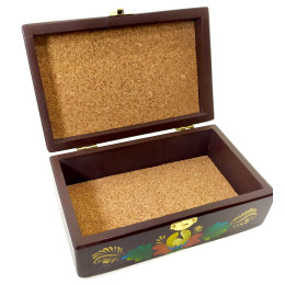 Шкатулка "Коричневая с букетом " из массива дерева ,ручная роспись (20,5×12,5×8 см)