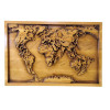 Panel "Map of the World", carved, covered with patina and varnish (43×29×2.5 cm) solid wood