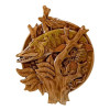 Panel "Pike", carved, (37x29x2.4 cm) solid wood, covered with patina, enamels and varnish.