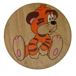 Магнит "Тигр"(д-9,5см),деревянный,ручная роспись,покрыт лаком A