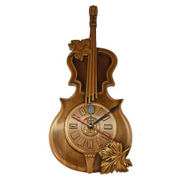 Панно  резное "Часы скрипка", (50х23х2,2 см),покрыто эмалями, патиной и лаком, массив дерева.