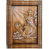 Panel "Lada" (39.5×29×2.5 cm), wooden, carved, covered with patina, varnish, enamels, solid wood