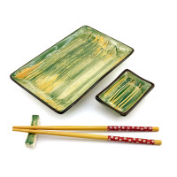 Сервиз для суши "Желто зеленые"(28х14 см)(1 персона)