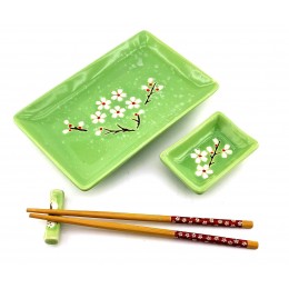 Сервиз для суши "Сакура на зеленом фоне"(28х14 см)(1 персона)N
