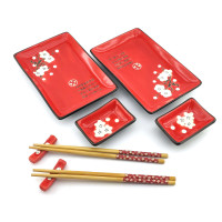 Sushi service "White sakura on a red background" (2 persons) (28x28.3x3.5 cm)
