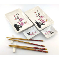 Service for sushi "Sakura on a white background" (2 persons) (28x28.3x3.5 cm)U