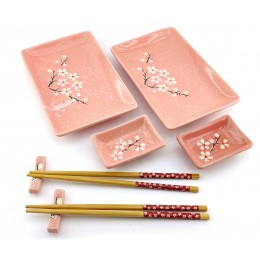 Сервиз для суши "Сакура на розовом фоне" (2 персоны)(28х28,3х3,5 см)