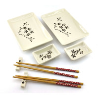 Service for sushi "Sakura on a white background" (2 persons) (28x28.3x3.5 cm)U