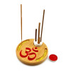 Stand for incense "Om" (d14cmh1.8cm) solid wood, carved, enameled and varnished.