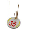 Stand for incense white "Om" (d14cmh1.8cm) wood, carved, enameled and varnished, solid wood