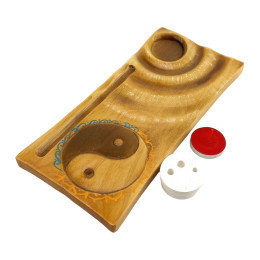 Подставка под благовония  "Инь-янь" (24,5×12×1,8 см) массив дерева ,резная покрыта эмалью и лаком