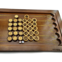 Chess, checkers, backgammon chips (d-28mm,h-10mm), wood, oil coated 32pcs in a set