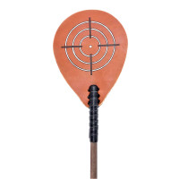 Fly swatter round with a sight (61×12×2cm), natural leather, natural wood, handmade