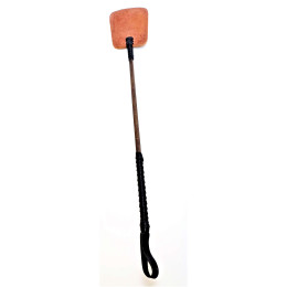 Мухобійка прямокутна з мухою (61×12×2см), натуральна шкіра, натуральне дерево, ручна робота