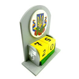 Perpetual calendar "Trident with viburnum" (155x142x60 mm), wooden hand-painted.