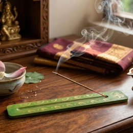 Incense stand "Kiwi", with a pattern (26x4x0.7 cm), solid wood.